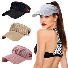 1pc Ladies' Sun Protection And Shading Hat 2025 New Style Running Sun Protection Hat With Large Brim Sports Hat, Breathable Sun Protection Hat For Spring, Summer And Autumn, Fish-Scale Open-Top Hat, Heart-Shaped Lightning Sun Protection And Shading Big Head Cap Baseball Baseball Cap, Outdoor Sports - Multicolor - View 2