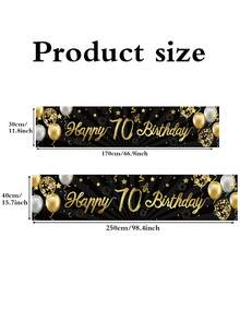 1 件生日横幅，优雅的黑色和金色派对背景，18/30/40/50/60/70/80/90 岁生日派对装饰，照片背景，适合生日派对、婚礼主题派对、返校节、万圣节