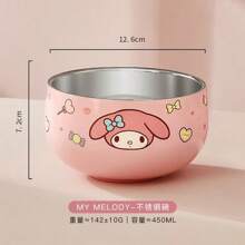 Sanrio 1 stuk levendige Hello Kitty-kom | Sanrio Hello Kitty 304 roestvrijstalen ramenkom - schattige grote instant noedel-, fruitsalade-, rijst- en soepkom - roze, handmatige opening, handwas aanbevolen - ideaal voor school, kamperen in de buitenlucht, kantoor, thuis, noedelkom, schoolbenodigdheden