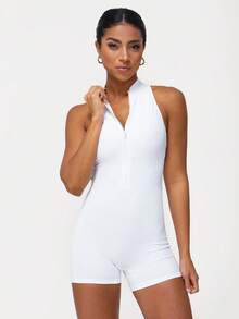 Sodalemon 女式拉链紧身连体裤，露背蜜桃臀设计，瑜伽/健身连体塑身衣