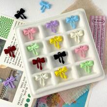 8pcs Multi-Color Random Cute Sweet Dopamine Macaron Color Candy Color Youthful Style Colorful Peach Heart Bow Knot Pendant DIY Handmade Necklace Bracelet Charm Earring Jewelry Accessory
