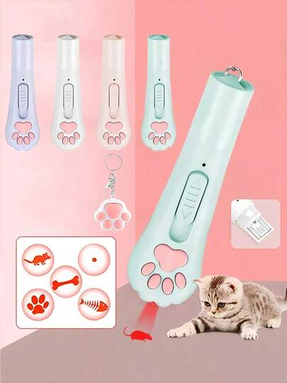猫玩具，投影仪可充电图案灯互动玩具，带红色激光笔的逗猫笔，猫爪形有趣的猫棒宠物玩具狗用宠物用品