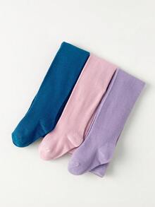 3 PCS Simple Plain Mid-Weight Baby Toddler Leggings Socks – Children Girl Kid Tights For Year-Round Casual & Dressy Outfits - Multicolor - View 4