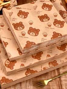 50张,食品吸油纸防油纸垫片纸炸鸡防油纸烘焙面包托盘纸烤盘垫片纸 - 棕色 - 查看 6