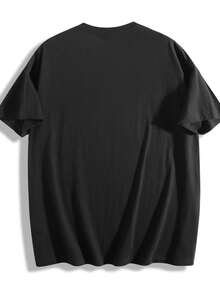 Fashion Printed Men's T-Shirt, Simple Cut Highlights Masculinity, Made Of Pure Cotton, Combining Calm Solid Color With Vibrant Prints, Comfortable And Breathable, A Classic Summer Essential. - 黑色 - 查看 2