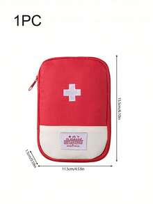 1入組尼龍防水戶外緊急醫藥包，紅色網格拉鍊便攜手把醫藥防疫包，旅行露營家庭緊急醫藥收納袋旅行必備物品，適用於海灘暑假、返校季 - 紅色 - 查看 3