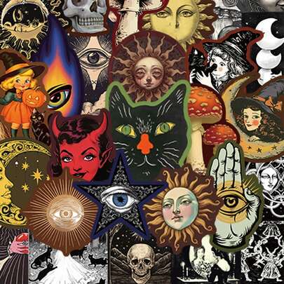 50pcs Mysterious Celestial Body Stickers, Minimalist Dark Decorative Stickers, Suitable As Back To School Gifts, Can Also Be Used To Decorate Diaries, Phone Cases, Notebooks, Tablets, Skateboards, Guitars, Party Luggages, Packages, Helmets, Envelopes