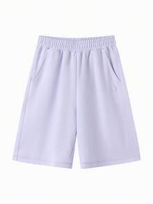 Balabala Children's Shorts Boys' 2025 Summer Straight Casual Pants Girls' - Pink Purple - View 4