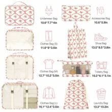 8-Piece Packing Cubes,Travel Clothes Storage Bags,Luggage Packing Organizers, Foldable, With Zipper, Shoe Tidy Pouch , For Suitcases, Back To School, Travel, Vacation Essentials, Travel Accessories,Pack Your Luggage With Ease - 蝴蝶結花 - 查看 2