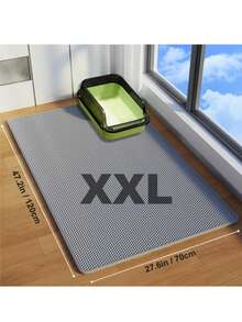 超大双层猫砂垫，采用 EVA 材质制成，旨在防止猫砂飞溅和泄漏，保持猫砂不外泄。防滑、可水洗、防水、防臭、易于清洁 - 非常适合用作猫砂盆和宠物用品保护垫 | 可水洗猫垫 | 耐用猫垫。