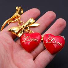 rongji jewelry Bow Heart Locket Bag Charm Exquisite Glitter Pendant Keychain Accessory For Purses Bags Handbags