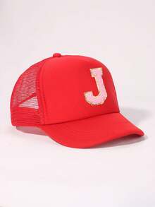 1 pieza Gorra de béisbol de ala suave rosa para bebé y niño pequeño, elegante y versátil, apta para niños y niñas, para salidas diarias de verano, gorras con visera - Rojo - Ver 32