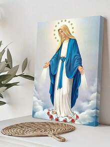1 Pc Our Lady Immaculate Conception Of Mary Holy Mary Painting Catholic Posters Picture Room Decor Art Stretched And Frame Ready To Hang - Optional Framed,Suitable For Living Room Bedroom Office Wall Decoration Room Aesthetic Wall Arts Canvas, Creative Gift - Multicolor - View 4