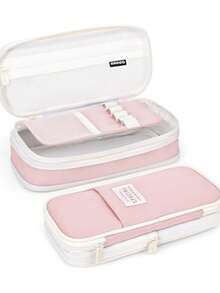 大容量多功能铅笔盒、铅笔袋、学校文具收纳盒、返校用品、学习用品、铅笔袋、书包 - 彩色 - 查看 1