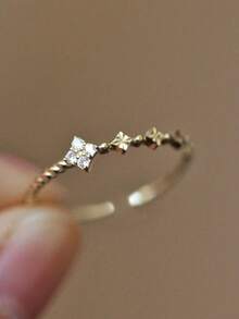 1PC 925 Sterling Silver Four Leaf Clover Toe Rings For Women Adjustable Toe Ring Band Rings Cubic Zirconia Toe Rings Summer Beach Foot Jewelry - Toe Rings - View 6