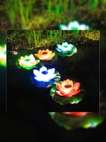 Lumières flottantes pour étang extérieur imperméables, lumières de fleurs de lotus solaires, lumières de jardin - associées à des lumières de feuille de lotus souhaitant pour une villa de cour, illuminées par énergie solaire pour créer une atmosphère onirique et poétique de paysage aquatique de cour
