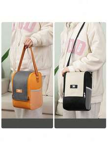 1pc Multifunctional Lunch Box Bag, Thick Insulated Tote Bag, Waterproof Thermal Lunch Bag, Meal Prep Bag, Cooler Bag For Carrying Lunch Box, Bottles - Multicolor - View 1