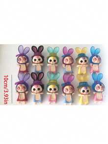 1/12 piezas Figuras de conejitos de macaron, accesorios decorativos para teléfono móvil y coche, juguetes coleccionables de estilo aleatorio - Multicolor - Ver 4