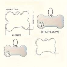 Targhetta per animali domestici in acciaio inossidabile con motivo a ossa e zampe vuote, in acciaio al titanio, adatto per incisione laser, per cani e gatti