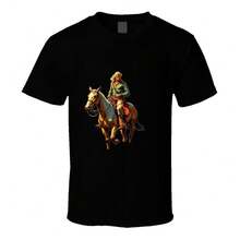 2025- Man Riding A Camel With A Spear, Wearing A Blue Outfit And A Large Hat, On A Magazine Cover With Mountains In The Background Summer Hot-Selling Gender-Neutral T-Shirts - Black - View 1