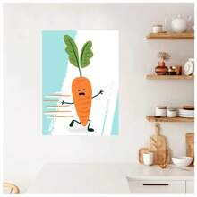 1pc Frameless Cute Vegetable Humorous Onion Carrot Broccoli Tomato Sausage Posters Vintage Painting Printing Wall Arts Modern Minimalist Restaurant Kitchen Wall Art Decoration Home Decoration ,Wall Art With Frame