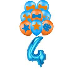 1 Set de Gafas con Tema de Maestro, Pajarita, Estrella, Decoración de Globos de Látex con Estampado de Números Azul & Dorado, Adecuado para Fiesta de Cumpleaños en Casa, Regalo para Hijo/Hija, Accesorio de Fondo Fotográfico - Multicolor - Ver 7