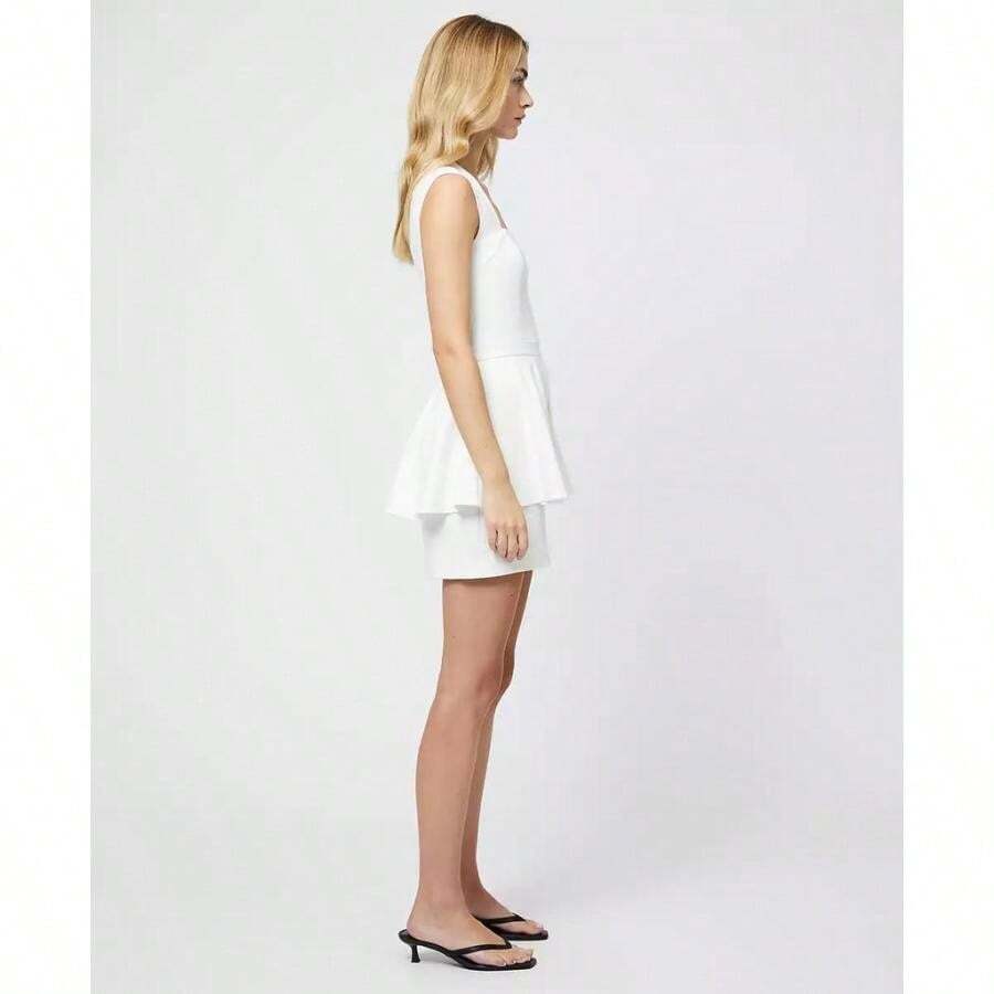 French Connection Women's Whisper Peplum Square-Neck Mini Dress | Fall Fashion | Women Active Dresses - Summer White - 查看 1