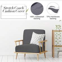 Newwiee 8Pcs Patio Cushion Covers Stretch Outdoor Cushion Cover Patio Furniture Sofa Couch Slipcovers, Soft Flexibility Washable Furniture Protector(Waterproof,Dark Gray) - Màu xám đen - Xem 9