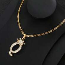 Collar con colgante de letra con corona de circonita para hombres y mujeres, collar de cadena con inicial tipo hip hop, regalo de joyería para mejores amigos - collar - Ver 21