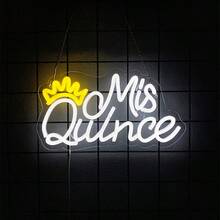 生日快乐霓虹灯，生日快乐/15 岁 Quince/Is Quince LED 霓虹灯夜灯，USB 供电壁挂式塑料灯，带开关控制，多用途装饰灯，适合庆祝活动，适用于房间、卧室、游戏室、婚礼、家庭、圣诞节和生日派对、艺术墙面装饰，配有配件，易于安装。 - 多色光 - 查看 16