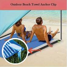 4pcs Heavy Duty Plastic Beach Towel & Blanket Clips - Strong Fixing On Sand, Water, Grass For Camping, Picnic, Pool Use