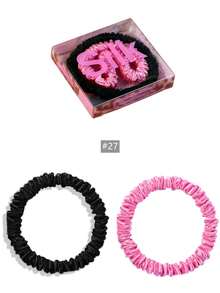 SUNCDELV SLIK 2pcs 100% Mulberry Silk Hair Scrunchies, High Quality Hair Ties (22mm), Women & Girls Hair Accessories, Pink Gift Box Ponytail Holder - Multicolor - View 28