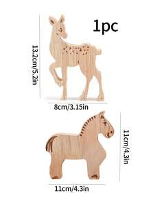 1pc Customized Wooden Craft Decor, Creative DIY Unpainted Movable Animal Wooden Figurine, Kids Bedroom Desk Decoration Back To School - Multicolor - View 4