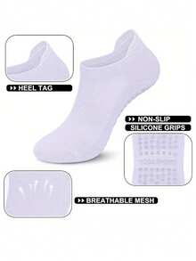 زوج من جوارب اليوغا للسيدات ، مانعة للانزلاق لممارسة الرياضة والياقة البدنية في الأماكن المغلقة - متعدد الألوان - مشاهدة 4