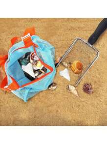 1pc Beach Mesh Shovel With Net Bag, For Collecting Seashells, Kids Sand Filter Shovel To Pick Up Seashells, Shark Tooth Sifter, Suitable For Boys And Girls