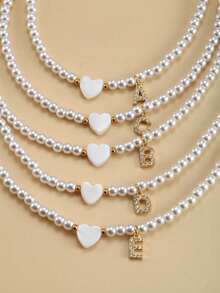 Magic Fish 1 件树脂仿珍珠简约 26 个字母吊坠项链，可定制情侣、朋友、同学的名字