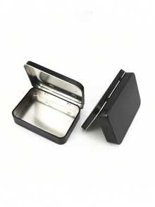 1PC, Metal Tinplate Cigarette Box, Portable Small Size Cigarette Box, Available In Black/Silver Colors, Waterproof Cigarette Box, Smoking Accessories, Cigarette Storage Box - Black/White - View 7