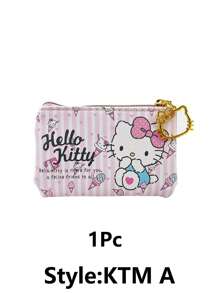Sanrio 1Pc Hello Kittys Coin Purse Cute Cartoon With KT Cat Character Zipper Design Storage Bag Gift(Some Parts May Be Random)