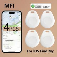 [GPS 追踪器] 4 件 GPS 智能防丢失追踪器 | 实时追踪，无需安装，适用于宠物、箱包、行李、自行车、汽车 | 兼容 iOS 系统查找我的应用程序，无忧防丢（仅限 iOS）