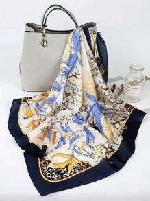 1pc Imitation Silk Printed Neckerchief Scarf, Versatile For Hair Accessory, Necessary Item For Spring & Summer