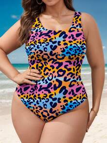 Leopard Print Full Body Bohemia Knit Beach Coverup - Orange - View 4