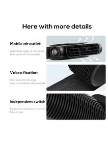 1pc Car Cooling Fan Vehicle Rear Headrest Fan Speed Adjustable USB Plug-In Bladeless Powerful Electric Air Circulation Fan - Black - View 8