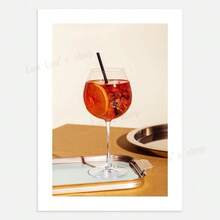 1 件墙面艺术海报现代鸡尾酒帆布画杜松子酒内格里尼亚苦艾酒墙画北欧海报厨房酒吧装饰墙画帆布艺术，可选框架 - 彩色 - 查看 21
