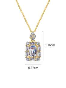 1 pieza Collar de plata de ley 925 con corte esmeralda de 1 quilate moissanita de lujo elegante, adecuado para uso diario de señoras, fiestas, el Día de la Madre, aniversario de boda, regalo de joyería brillante para mujeres