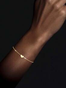 FOREVER QUEEN Pulseira delicada de coração em prata esterlina 925, 1 peça, para mulheres, joia empilhável de coração, faixa ajustável, presente para melhor amiga, corrente de pulso