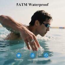 Smart Ring For Men And Women, Long Battery Life, Comes With Charging Case, Bluetooth Function, 10ATM Waterproof, Fitness Tracker With Steps, Exercise, Calories, Sleep Monitor (Black/Pink) - 銀色 - 查看 7