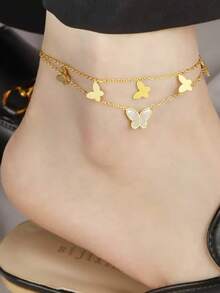 1pc Beaded Butterfly Anklet, Waterproof Travel & Street Beach Anklet For Women - Multicolor - View 8
