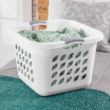 6-Pack Square Laundry Basket, Sturdy Plastic Clothes Hamper, 1.5 Bushel, White-Cll - 12 Pack - View 5