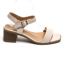 Square Heel Ankle Strap Sandals - Timeless Elegance - Beige - View 4