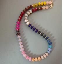 manbara 疊積塗鴉OOAK 2024海灘波西米亞彩色珠寶創意手工混合寶石天然石頭串珠項鍊女士首飾批發疊積塗鴉OOAK